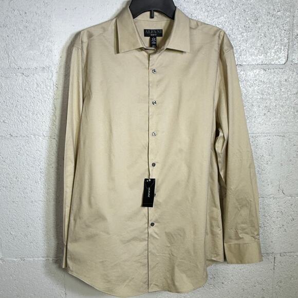 Alfani Men's Slim-Fit Temp Regulating Dress Shirt, brown rice 16-16.5 34-35 $65 - Picture 1 of 7